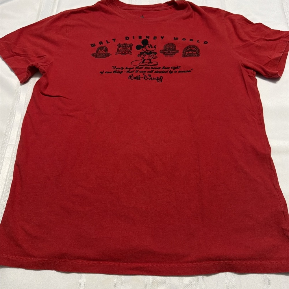 Disney Parks Walt Disney World Mickey Mouse Quote Graphic T-Shirt Red Medium